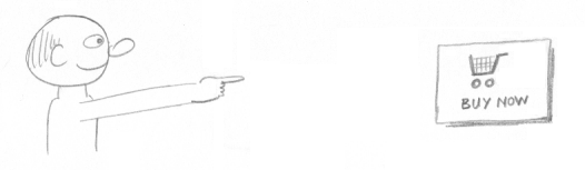 PointingToBuyNowButton Cartoon of man pointing to a "Buy Now" button