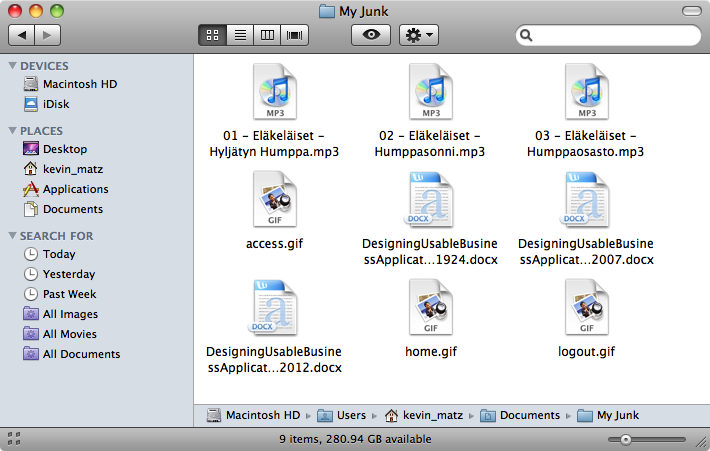 Similarity_Finder_1 Mac OS "Finder" window showing files of different types with corresponding icons