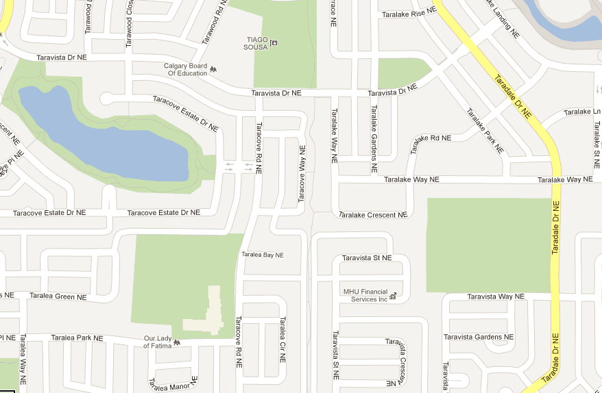 Calgary Taradale Map Map of Calgary's Taradale suburb