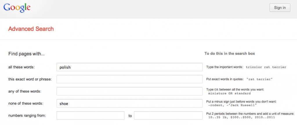 GoogleAdvancedSearchExample